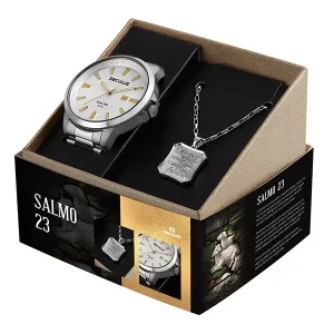 Kit Relógio Masculino Salmo 23 Prata